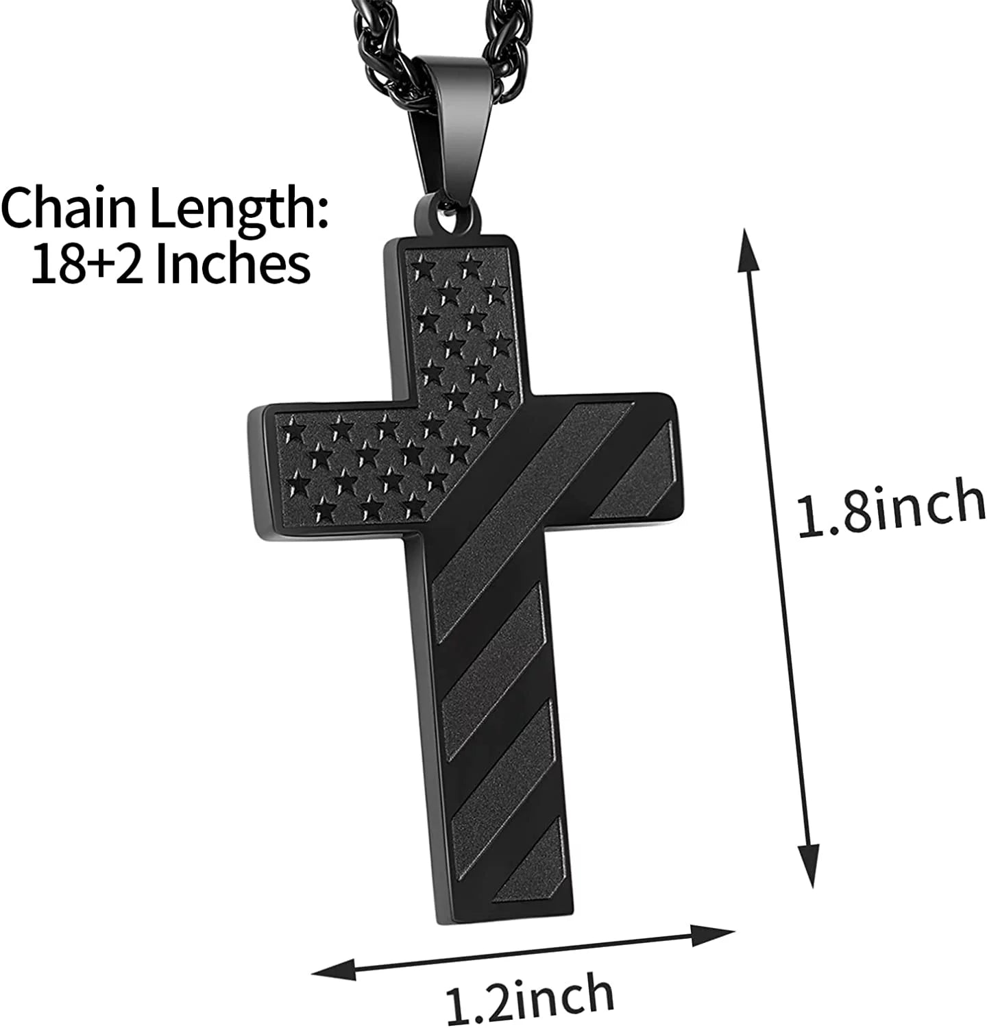 Gold Cross Necklace for Men Bible Verse Stainless Steel American Flag Pendant Chain for Men
